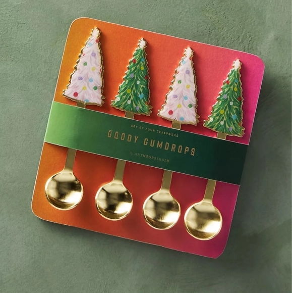 Anthropologie Holiday Tree Teaspoons, set of 4 - Picture 2 of 4